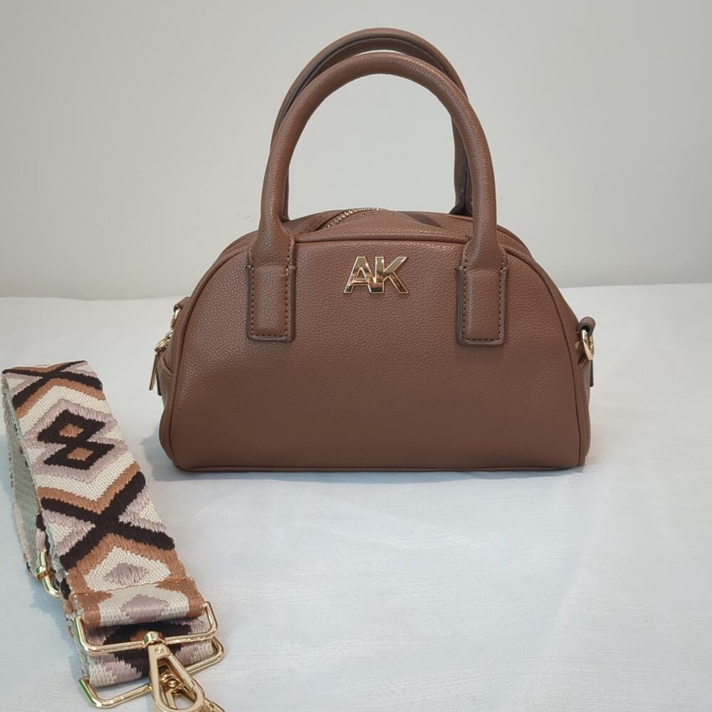 Anne Klein Women's Small Brown City Boston Bag 2 Way Boho Purse